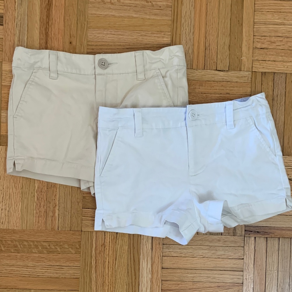 crown & ivy (2) EUC Khaki & White Shorts Bundle Girls Size 7
